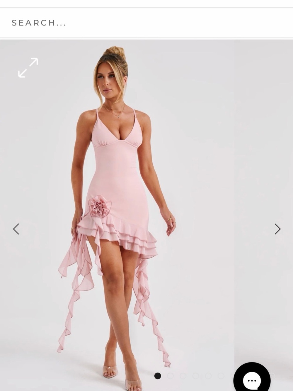 Babyboo Blush Pink Spaghetti-Strap Mini Dress with Ruffle Cascade